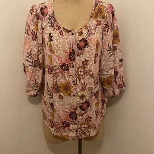 Knox Rose Pink Floral Blouse Balloon Sleeves